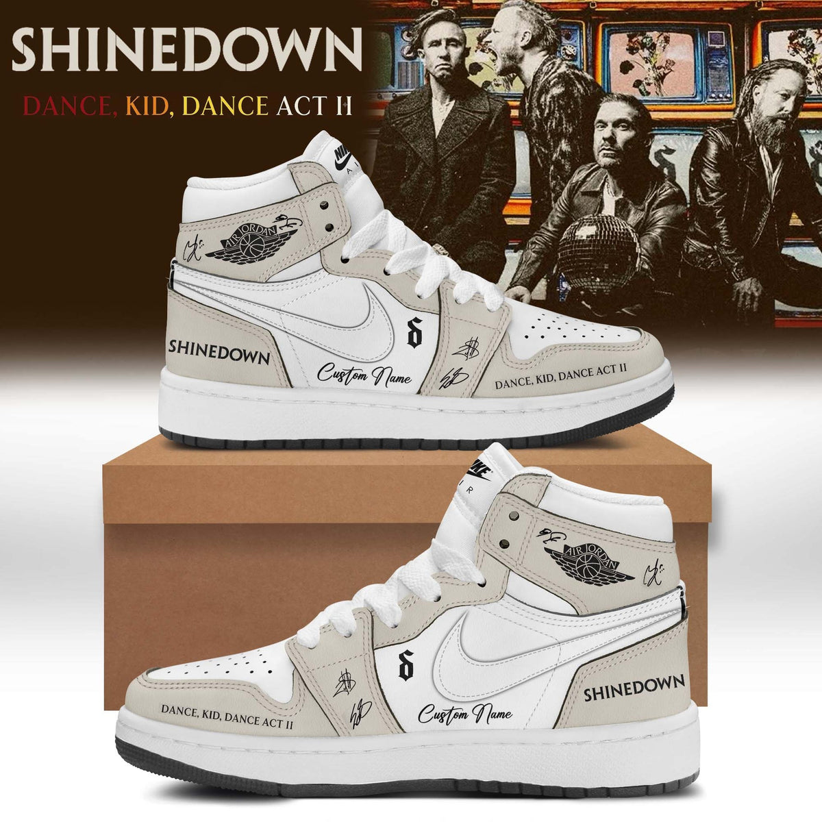 ,,SHINEDOWN “Dance Kid Dance Act II World Tour” 2026 Signed – Shoes 1-1