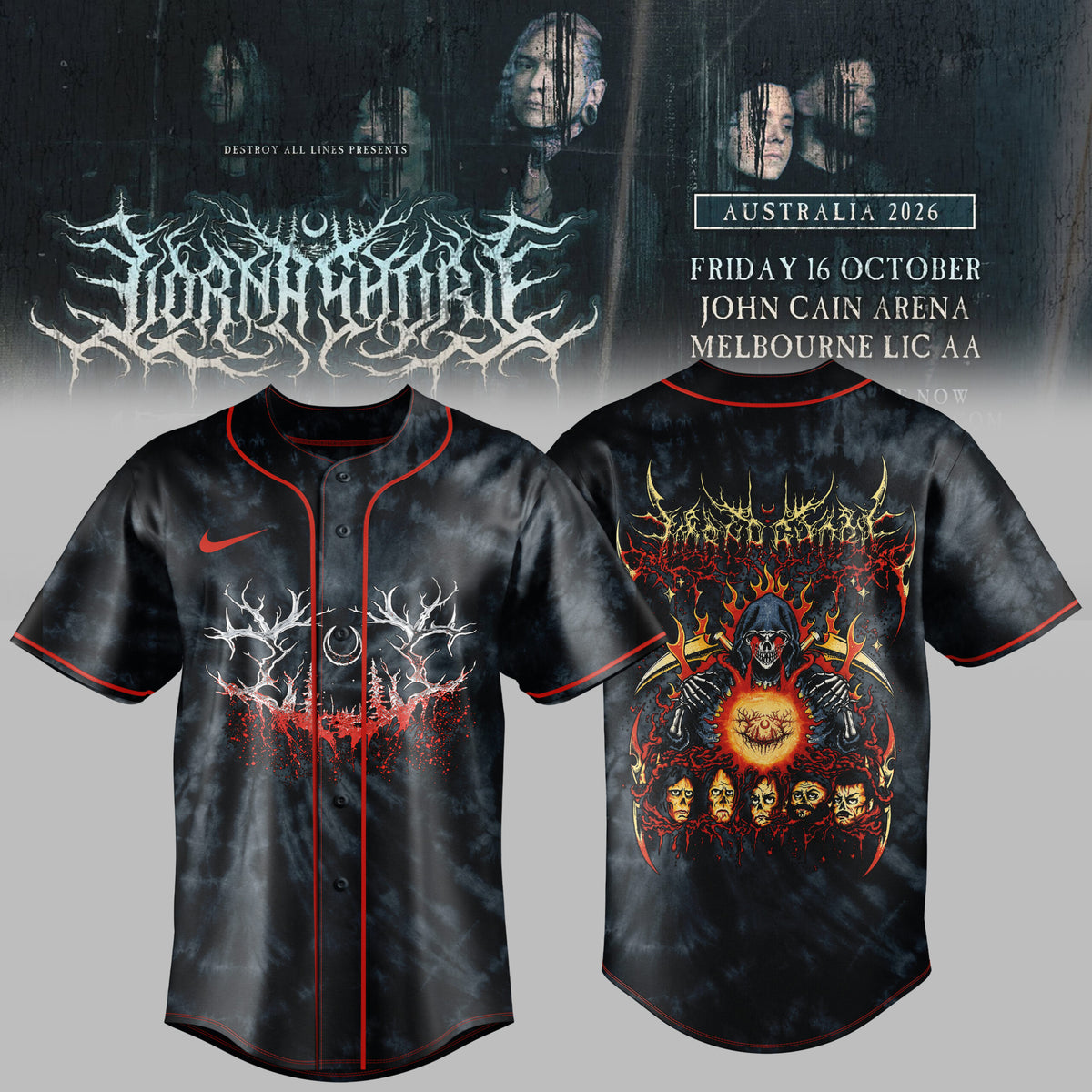 LORNA SHORE – AUSTRALIA & NEW ZEALAND TOUR 2026 Exclusive Baseball Jersey V1