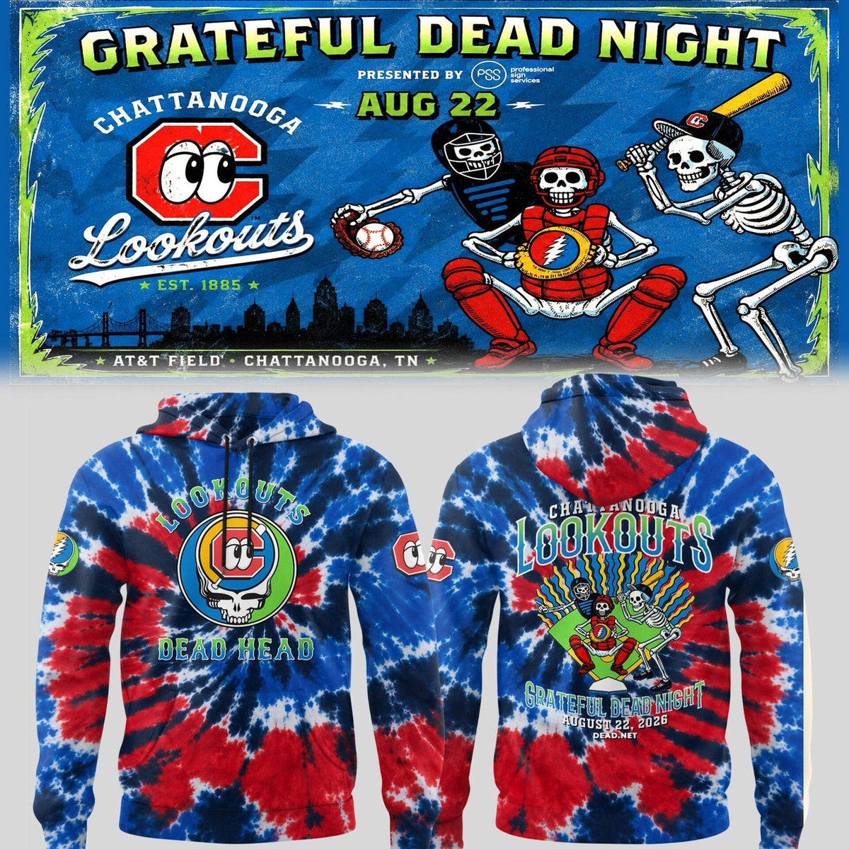 Limited Edition Chattanooga Lookouts - Grateful Dead Night ๐ธ๐น Hoodie 2