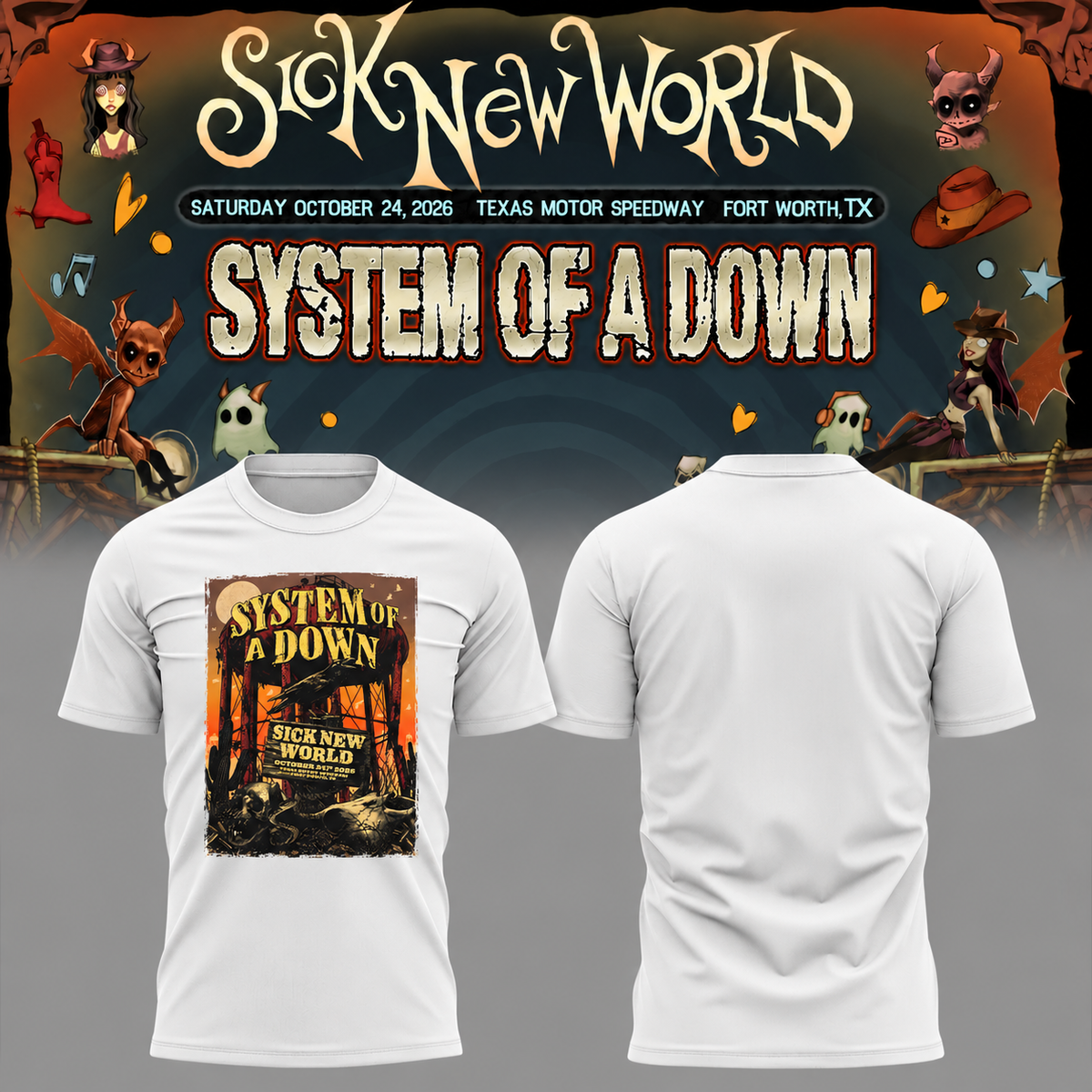 ,,System Of A Down SOAD Sick New World Texas 2026 Event Tee Fort Worth TX T-Shirt