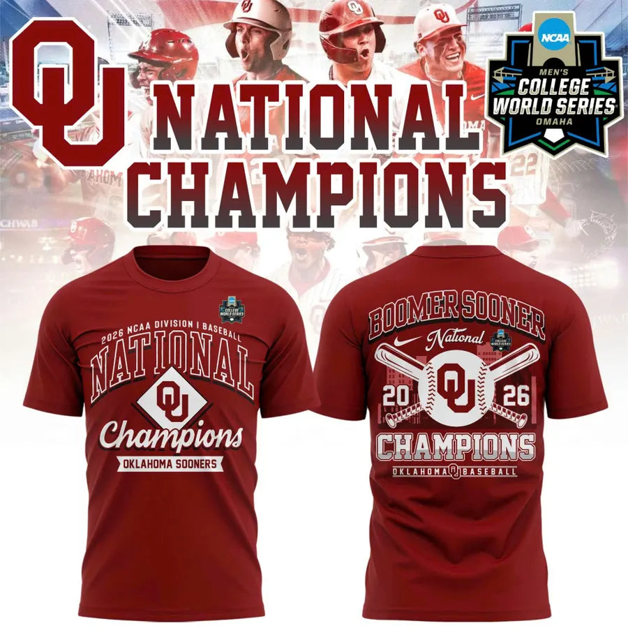 Sooners Crimson 2026 NCAA Division I Baseball National Champions Locker Room Shirt