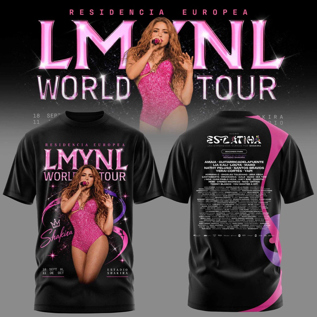SHKR Residencia Europea World Tour Graphic T-Shirt 3D AOP V1