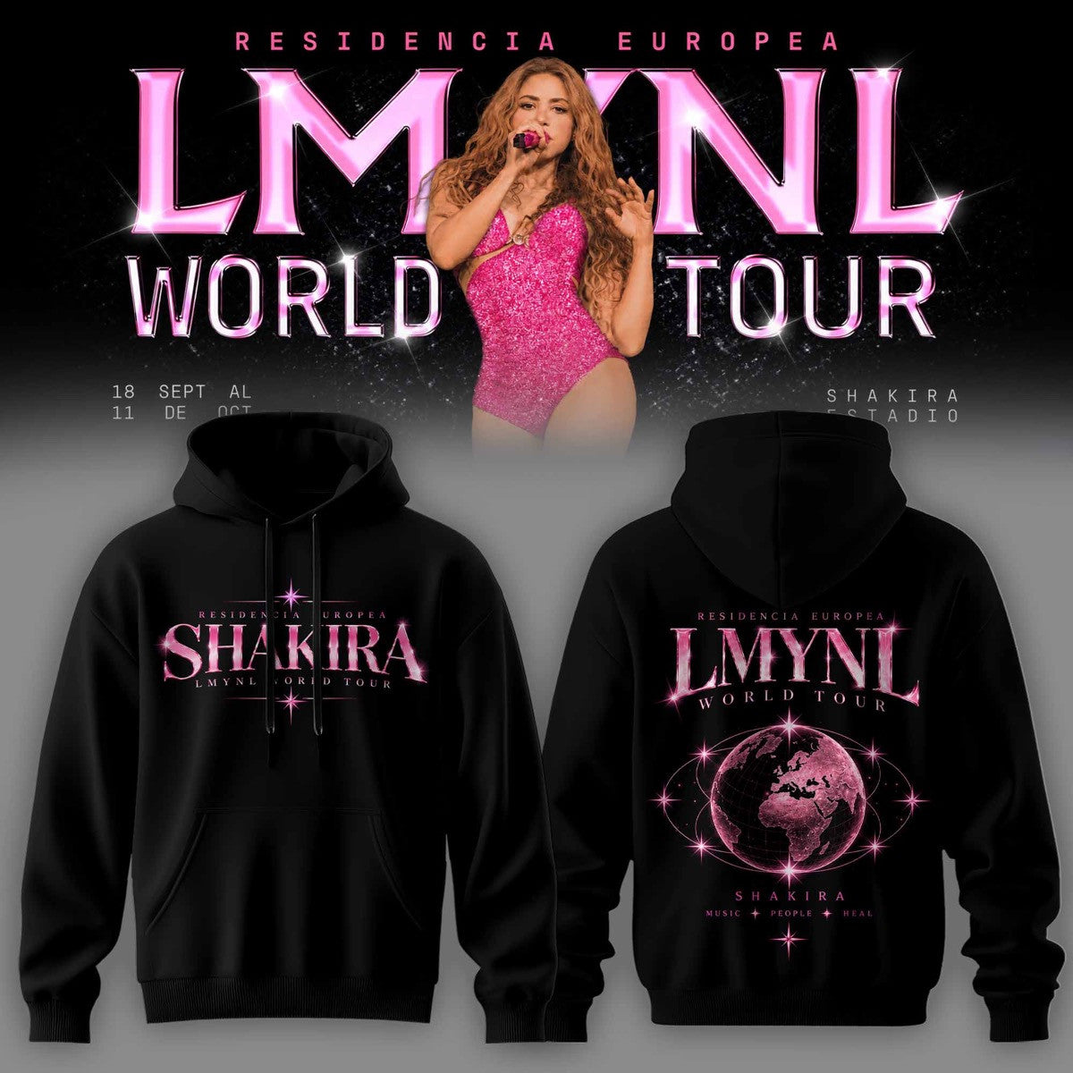 SHKR Residencia Europea World Tour Premium Graphic Hoodie 3D AOP V6