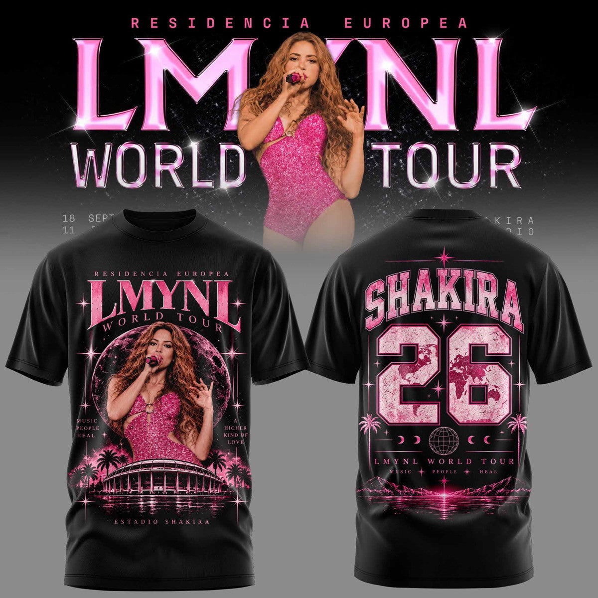 SHKR Residencia Europea World Tour Graphic T-Shirt 3D AOP V3