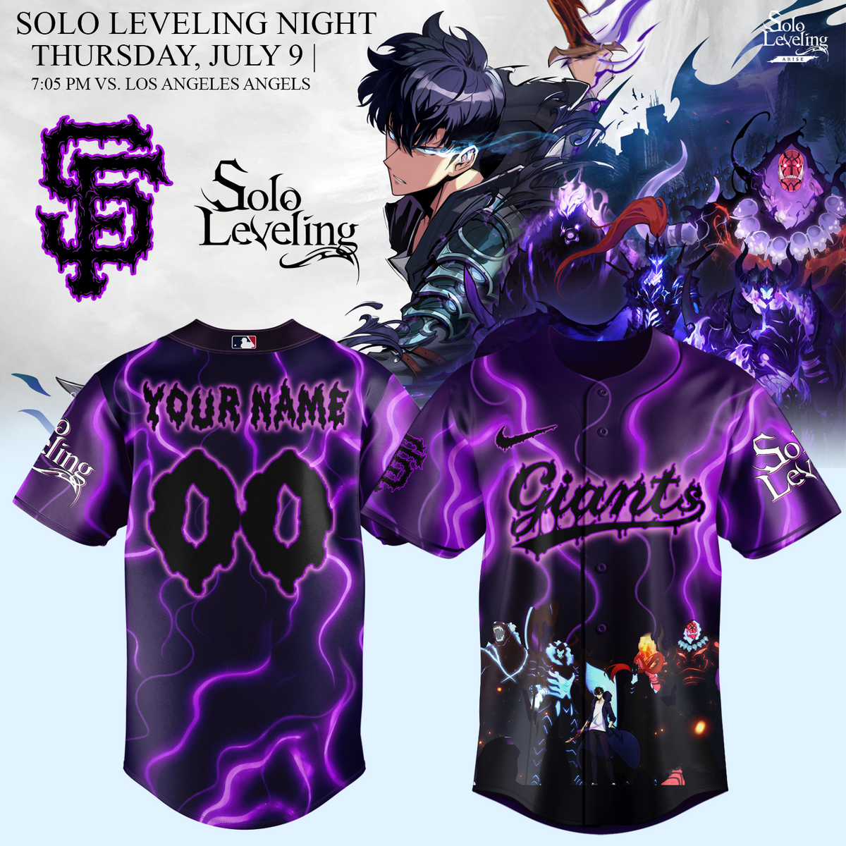 MLB ALL TEAMS x Solo Leveling Limited Jersey (Custom Name & Number)