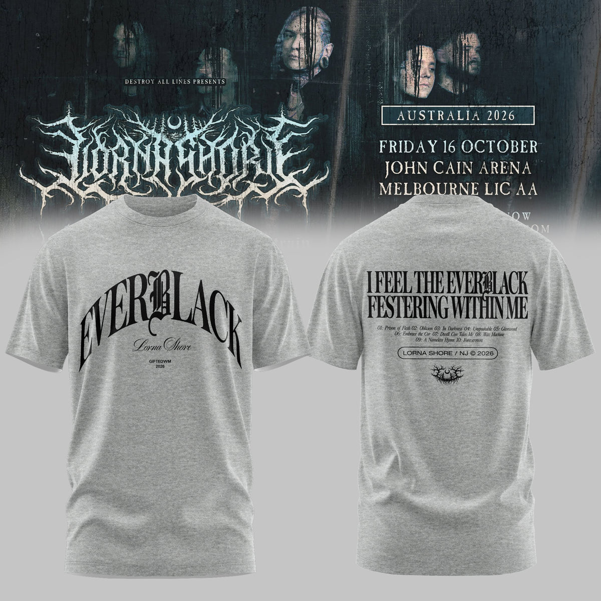 LORNA SHORE – AUSTRALIA & NEW ZEALAND TOUR 2026 Limited T-Shirt
