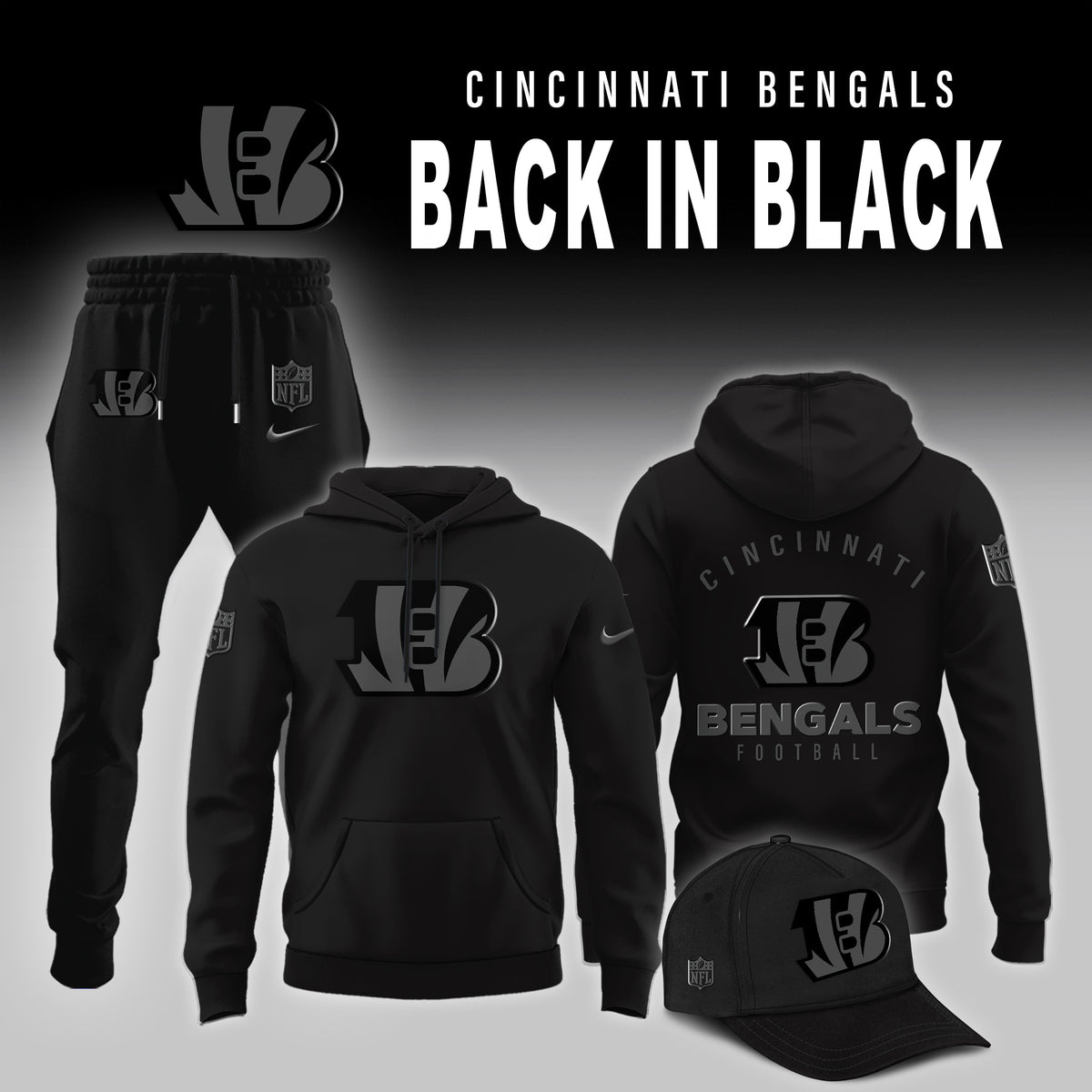 Cincinnati Bengals 2025 Back In Black Limited Edition Hoodie