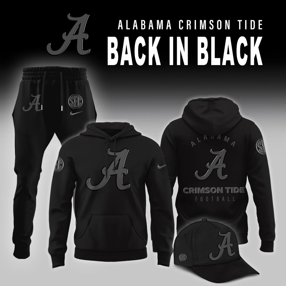 Alabama Crimson Tide 2025 Back In Black Combo Hoodie