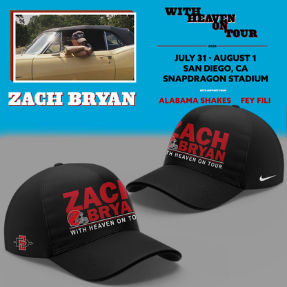 Perfect 2026 Zach Bryan x San Diego State Football - With Heaven On Tour 2026 Jersey