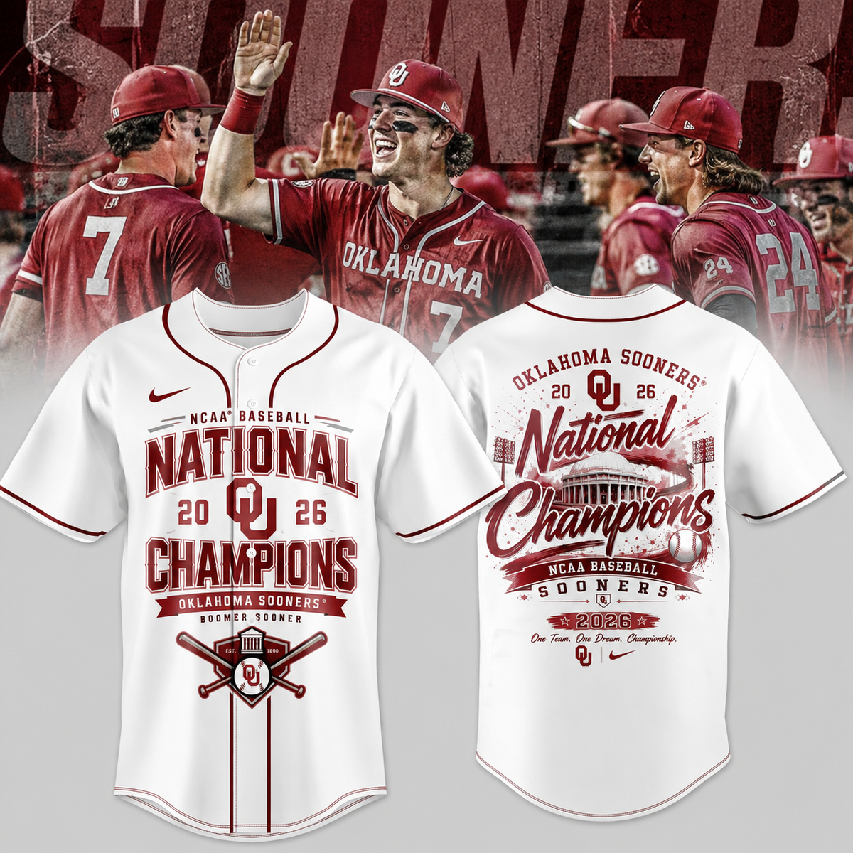 Oklahoma Sooners Baseball 2026 NCAA Baseball National Champions Jersey