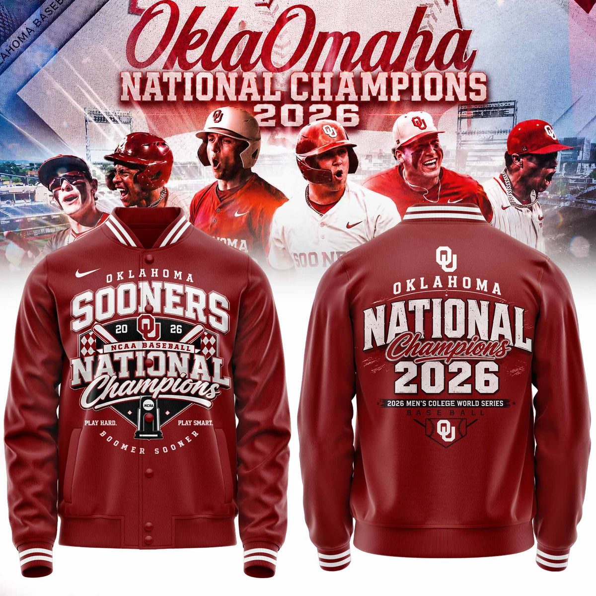 Limited Edition Oklahoma Baseball 2026 National Champions Baseball Jacket