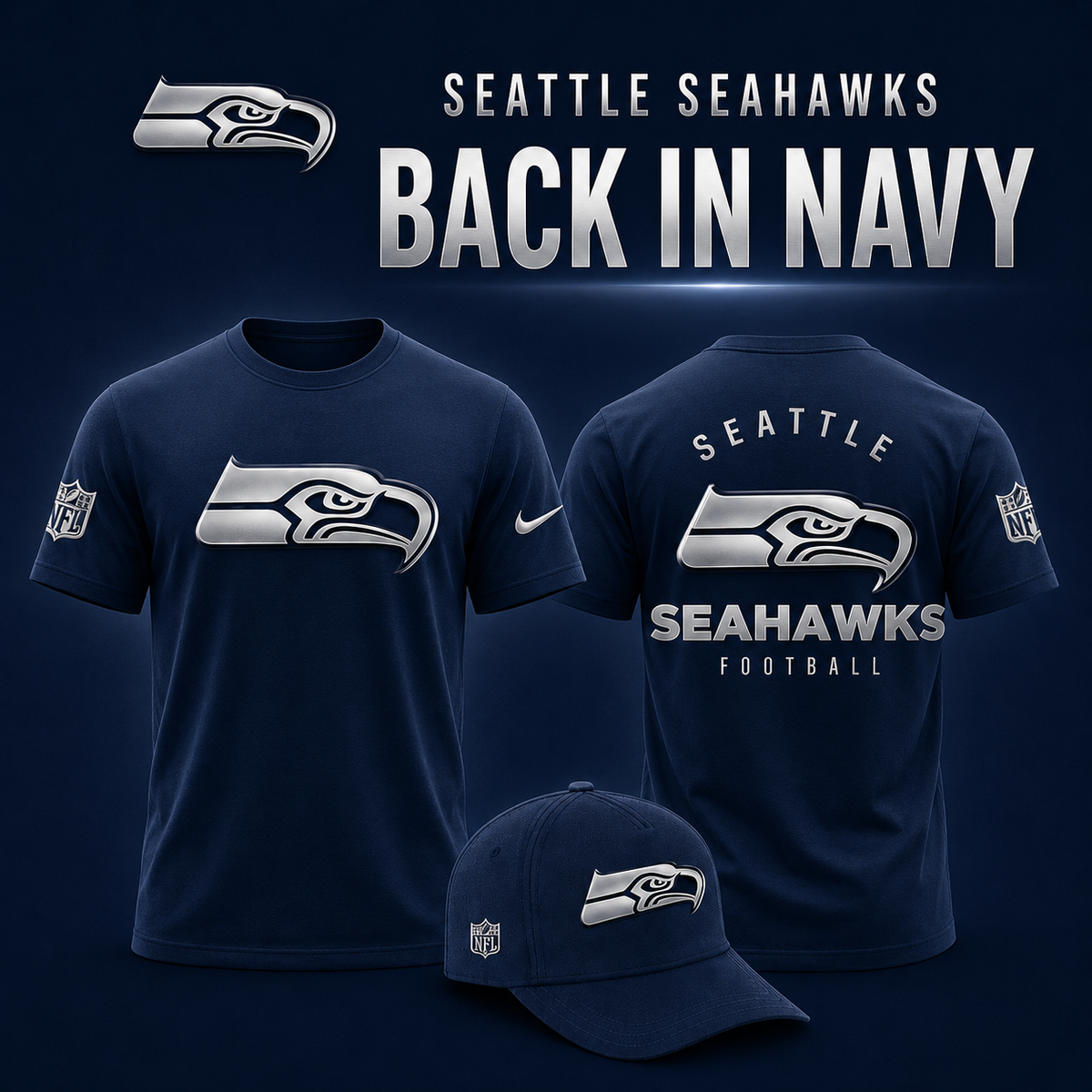 Seattle Seahawks - Back In Navy 2026 Limited Edition Tshirt