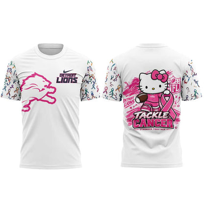 . D Lions Breast Cancer Awareness-Hello Kitty Tackle Cancer Together Shirt