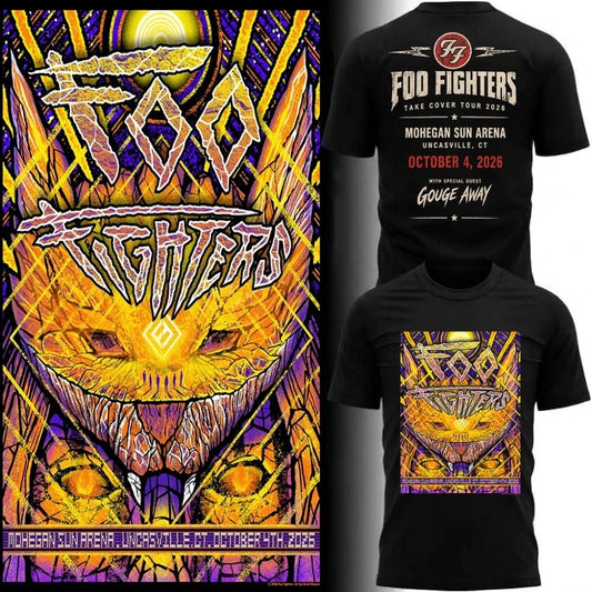 Foo Fighters Take Cover Tour T-Shirt, Uncasville Connecticut Concert Shirt, Mohegan Sun Arena October 4 2026 Rock Band Tee