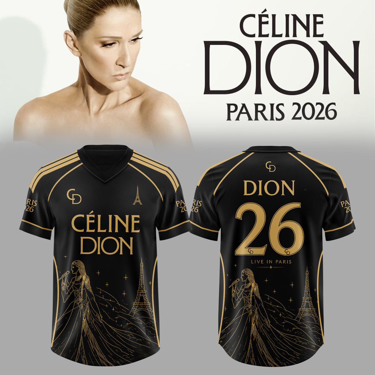 CELÍNE DION: LIVE IN PARIS 2026 “Midnight Elegance” Football Jersey