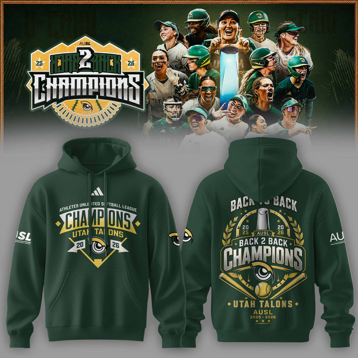 Utah Talons Back-to-Back 2026 Champions Hoodie