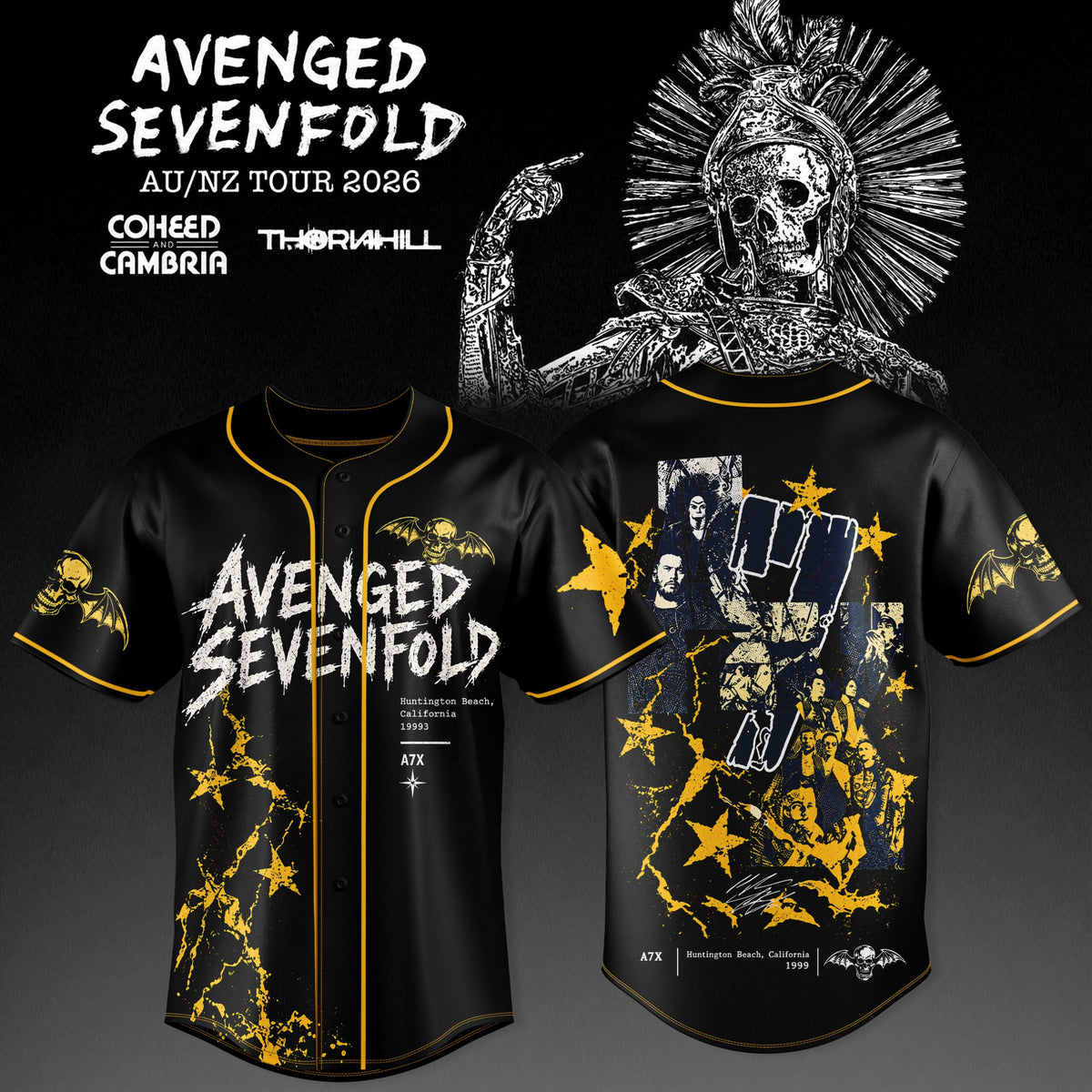 Avenged Sevenfold: AUS/NZ Tour 2026 Exclusive Baseball Jersey V2