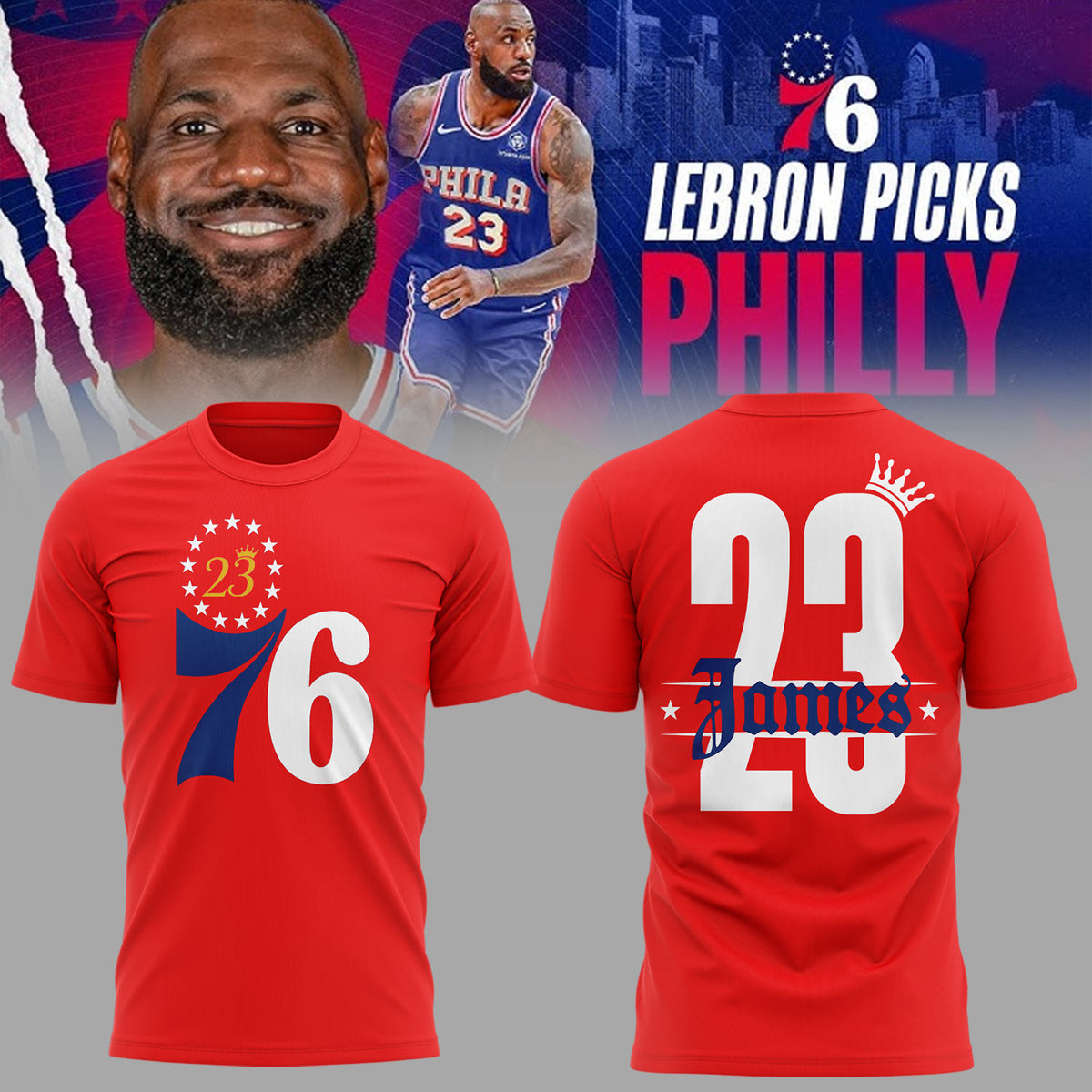 Limited Edition Welcome LBJ To The Sixers Shirt