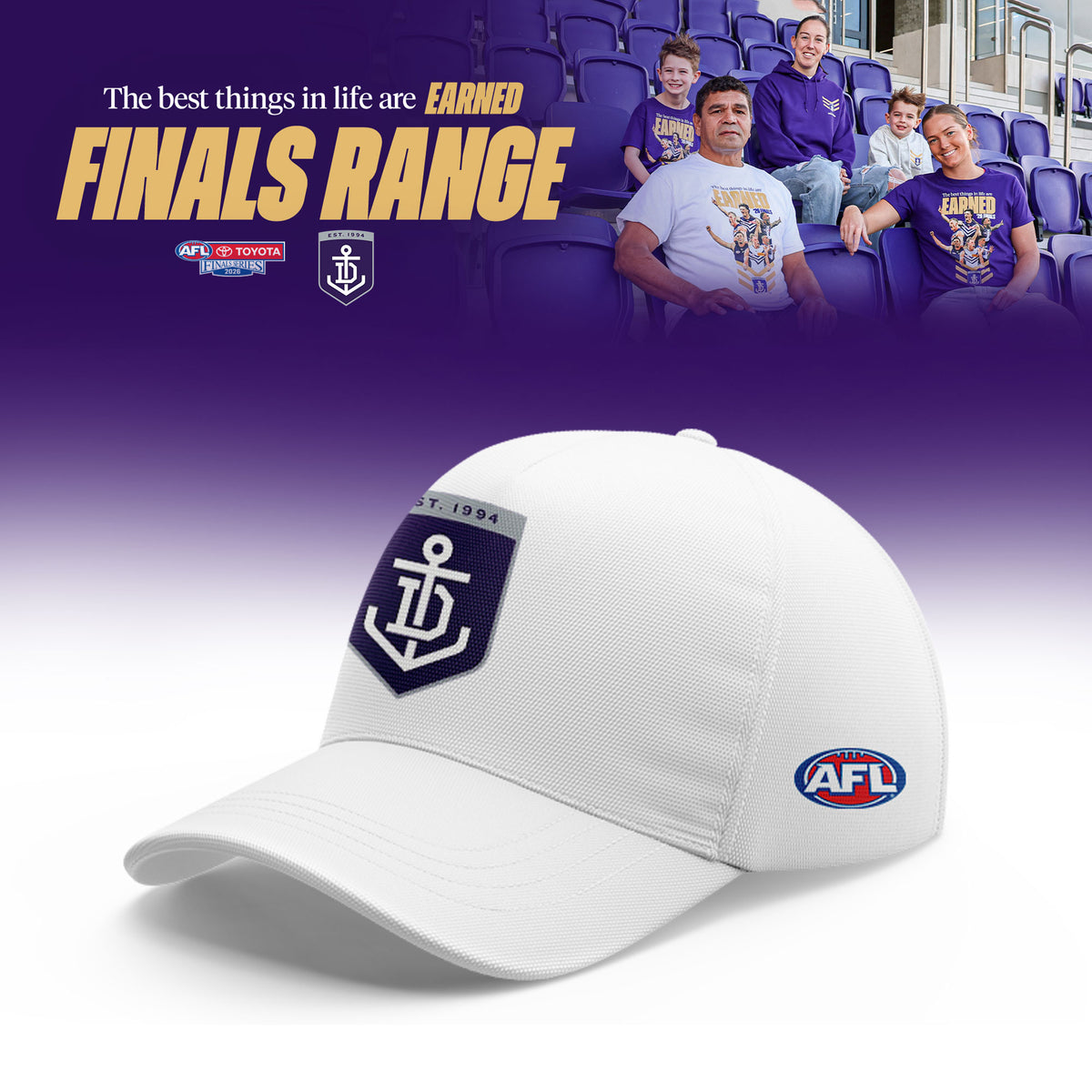 _Fremantle Dockers 2026 AFL EARNED Finals Range Limited White Hoodie