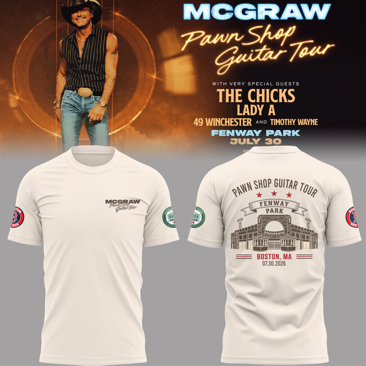 McGraw 🤠🎤 “Pawn Shop Guitar Tour 2026” at Fenway Park,MA Shirt