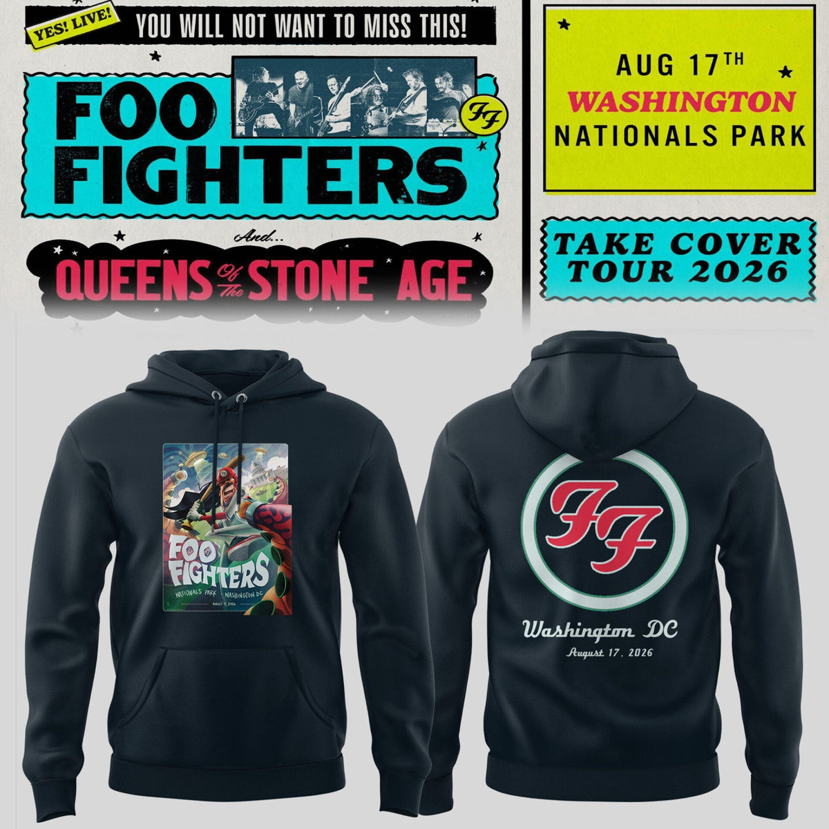 FF 🎸🎤 “Take Cover Tour 2026” in Washington D.C Hoodie