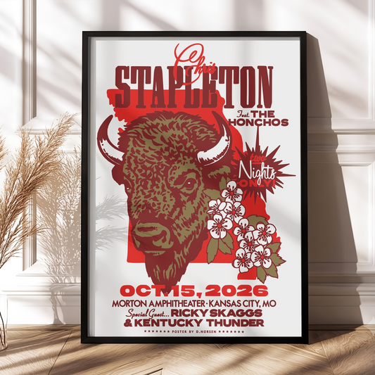 Chris Stapleton Kansas City MO 2026 Event Poster At Morton Amphitheater On October 15 2026 Home Decor Poster Canvas