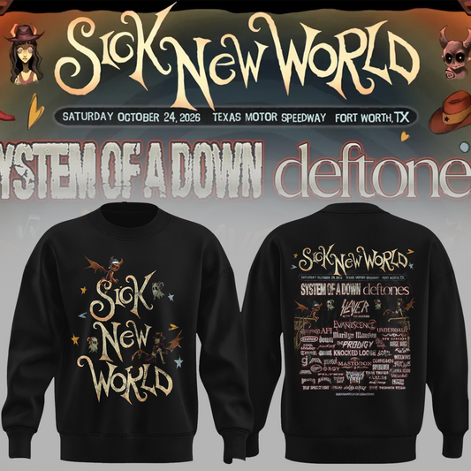Limited Edition Sick New World Texas 2026 Festival Merch Pop Up At Texas Sweater