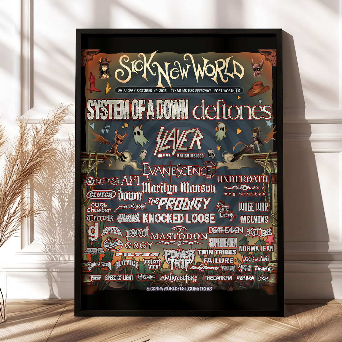 Limited Edition Sick New World Texas 2026 Festival Merch Pop Up At Texas Poster Canvas