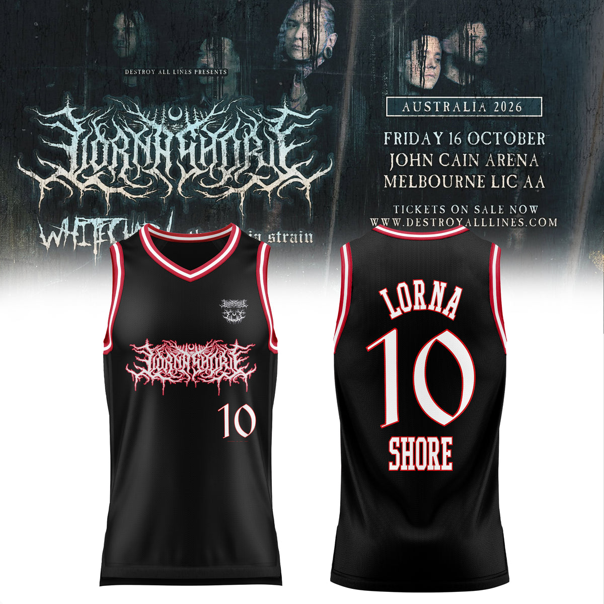 LORNA SHORE – AUSTRALIA & NEW ZEALAND TOUR 2026 Exclusive Basketball Jersey