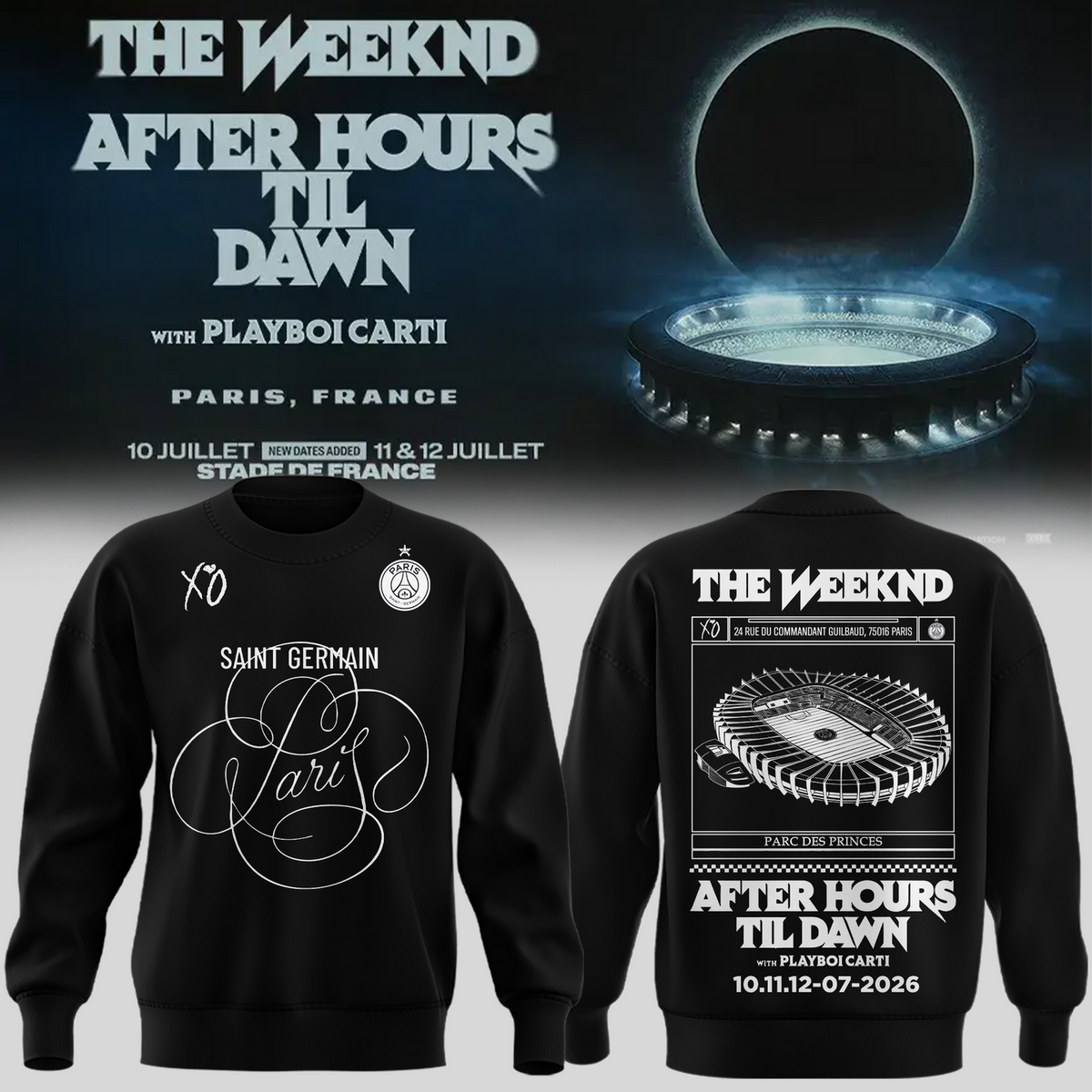 Paris Saint-Germain F.C. x The Weekend Black Sweatshirt 2026