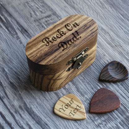 Personalized Zebra Wood Guitar Pick Case: Engraved Plectrum Holder