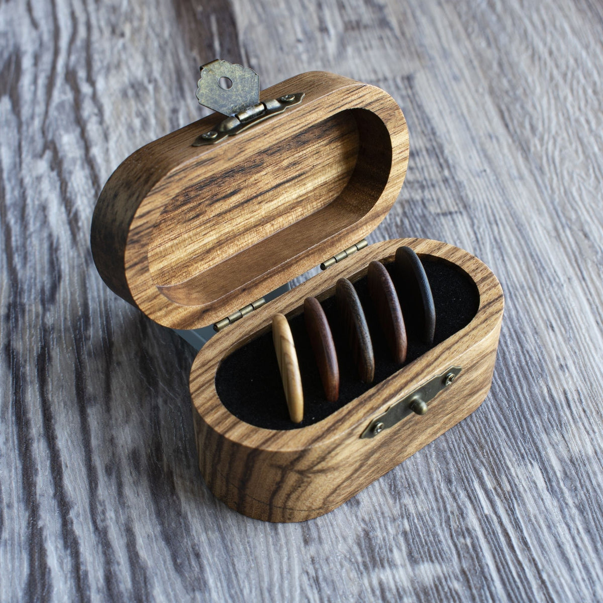 Personalized Zebra Wood Guitar Pick Case: Engraved Plectrum Holder