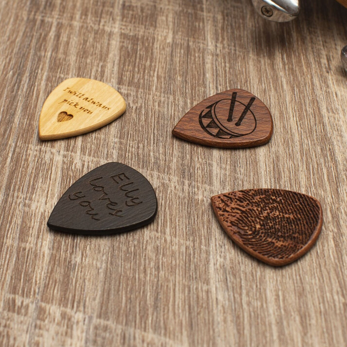 Personalized Guitar Pick Box: Engraved Wooden Music Gift