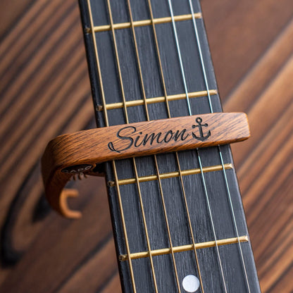Personalized Walnut Guitar Pick Case: Engraved Plectrum Box, Guitarist Gift