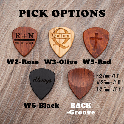 Engraved Guitar Pick Box: Personalized Walnut Wood Musician Gift