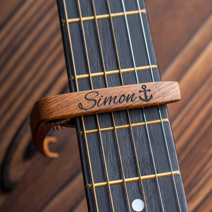 Personalized Walnut Guitar Pick Case: Engraved Plectrum Holder, Guitarist Gift