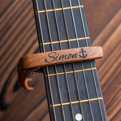 Personalized Guitar Pick Case: Engraved Walnut Wood, Unique Musician Gift