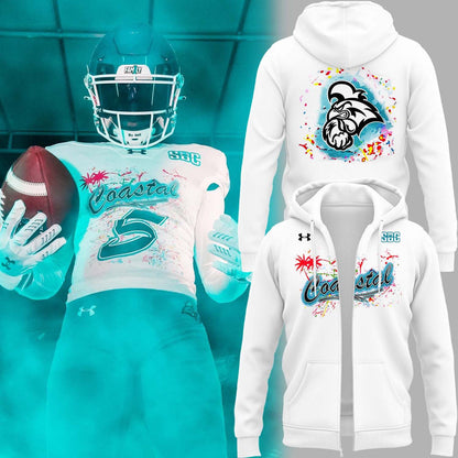 Special New Coastal Football Uniform Zip Hoodie