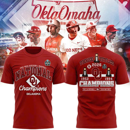 Sooners Crimson 2026 NCAA Division I Baseball National Champions Locker Room Shirt
