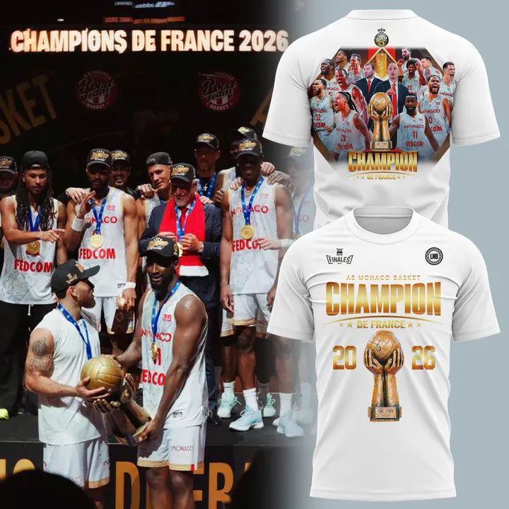 AS Monaco Basket 2026 French League Champions T-shirt(v13)