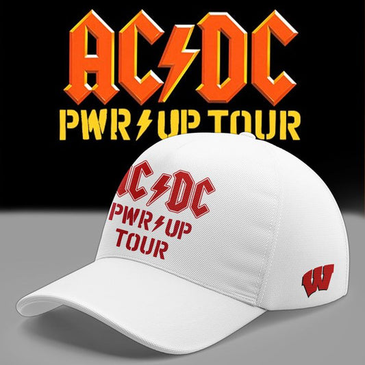 Special White Cap AC/DC x Wisconsin Badgers Football - Power Up Tour 2026 Cap