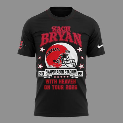 Black Shirt Zach Bryan x San Diego State Football - With Heaven On Tour 2026 T-Shirt