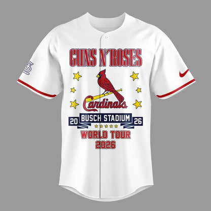 New White Guns N' Roses x St. Louis Cardinals - World Tour 2026 Baseball Jersey