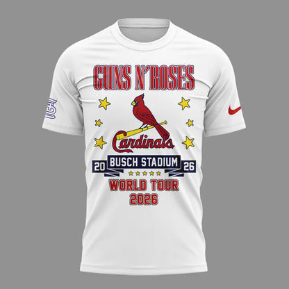 Special White Shirt Guns N' Roses x St. Louis Cardinals - World Tour 2026 T-Shirt
