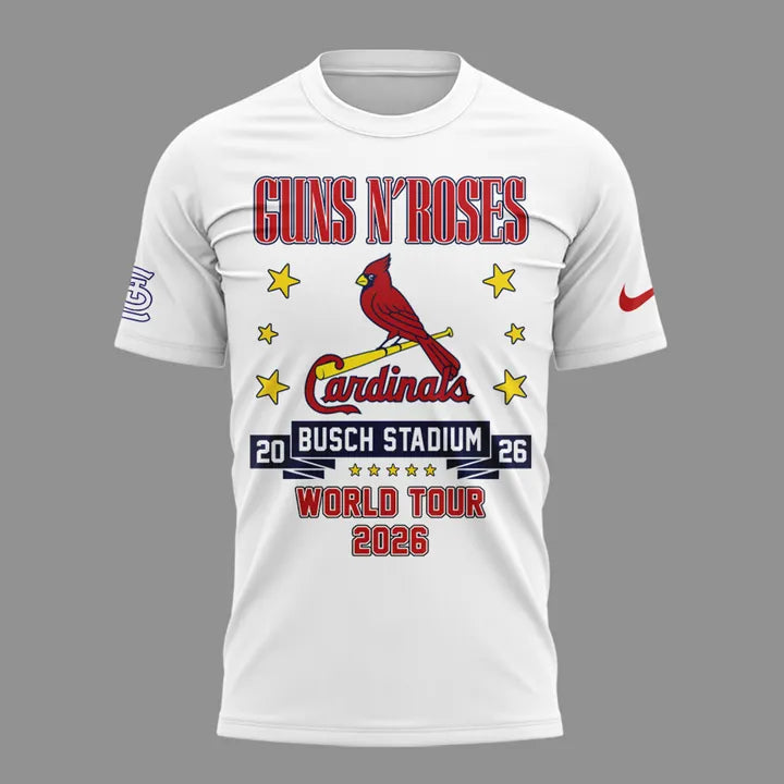 New White Shirt Guns N' Roses x St. Louis Cardinals - World Tour 2026 T-Shirt
