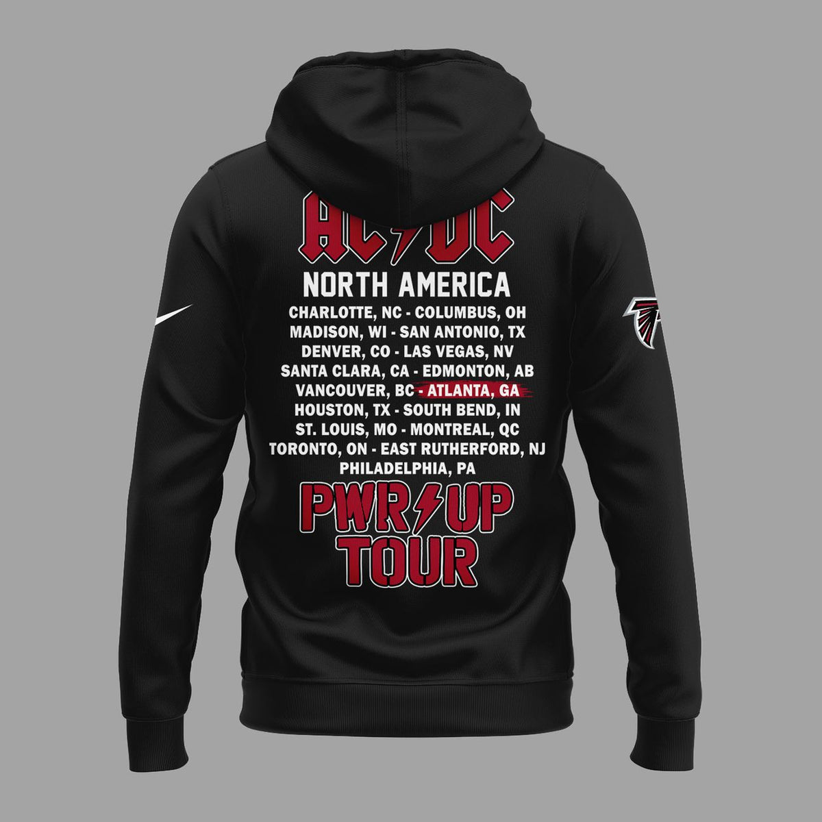 01.14. Black Hoodie AC/DC x Atlanta Falcons - Power Up Tour 2026 Hoodie