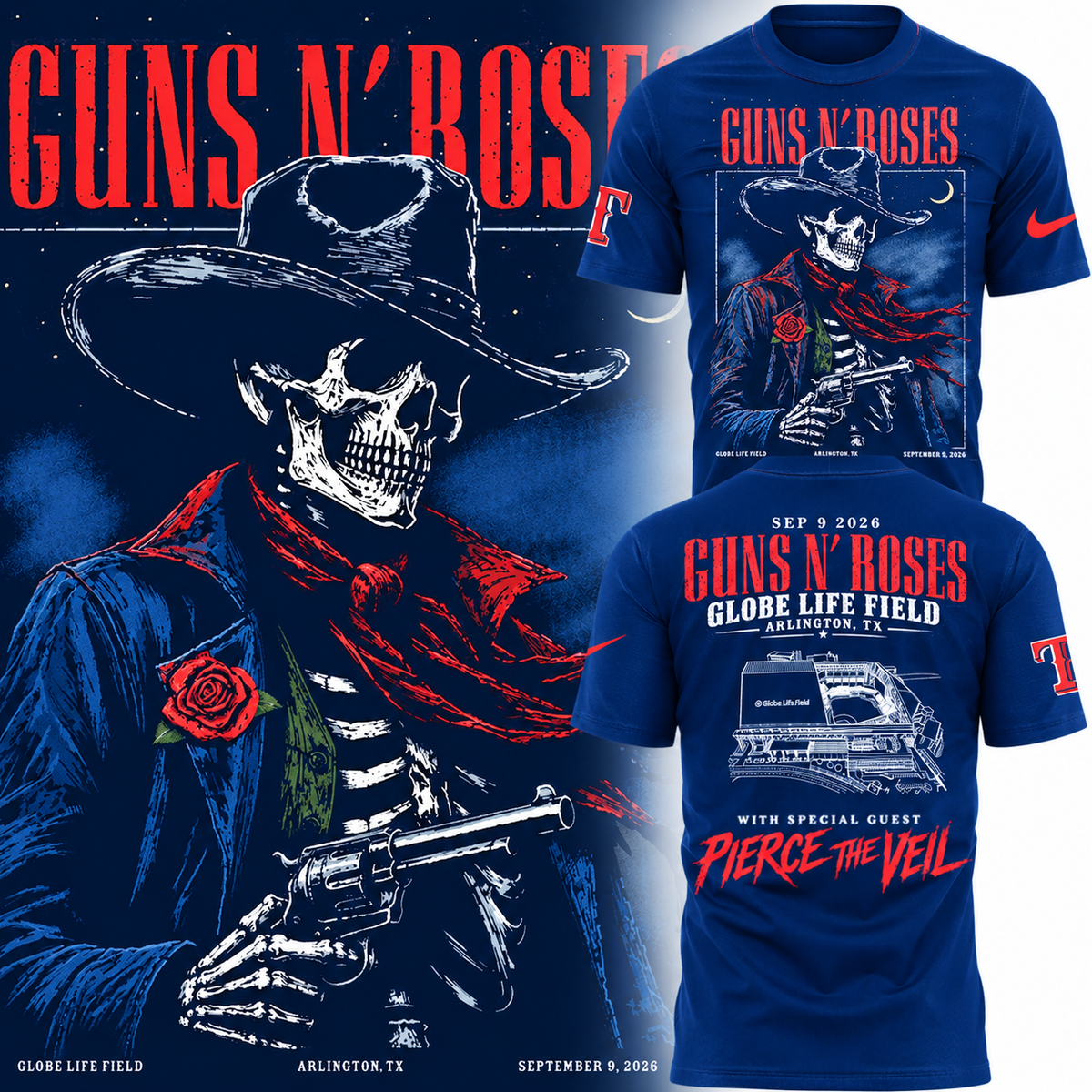 GN’R x Texas Rangers Globe Life Field 2026 Tour T-Shirt