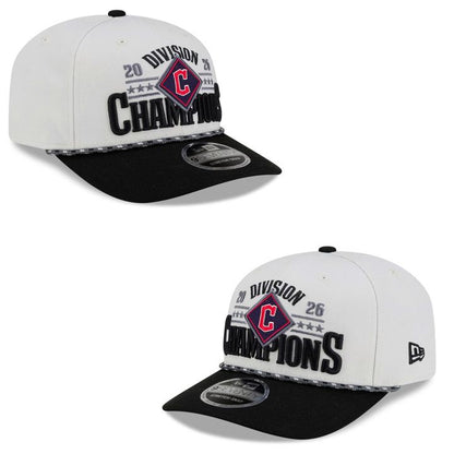Men's Cleveland Guardians 2026 AL Central Champions Front Graphic T-Shirt - Navy Blue