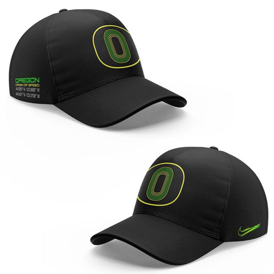 Men's Nike Black Oregon Ducks Origin of Speed Rise Adjustable Hat