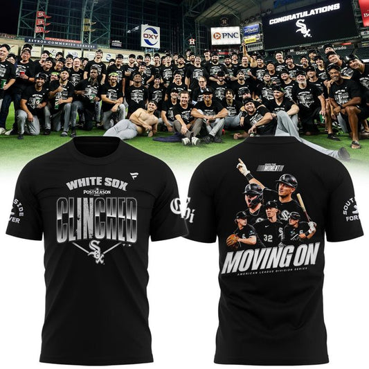 Men's Chicago White Sox Clinched Postseason T-Shirt - American League Division Series Moving On Black Tee